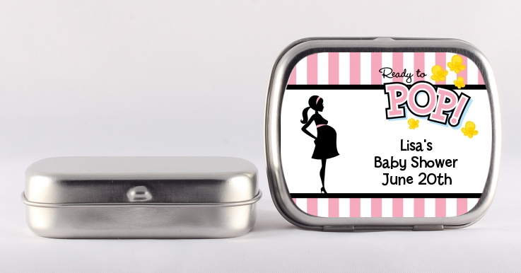  Ready To Pop Pink - Personalized Baby Shower Mint Tins Dark Pink